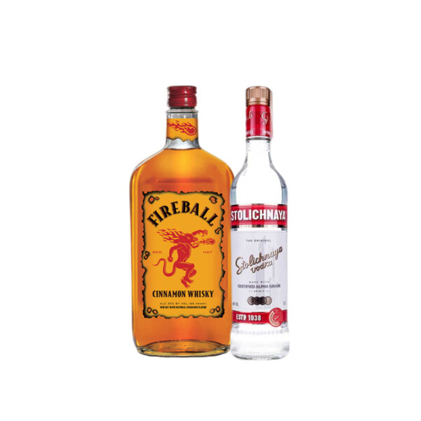 Akcija Fireball Cinnamon Whisky 33% 0.7L + Stolichnaya vodka 40% 0.7L
