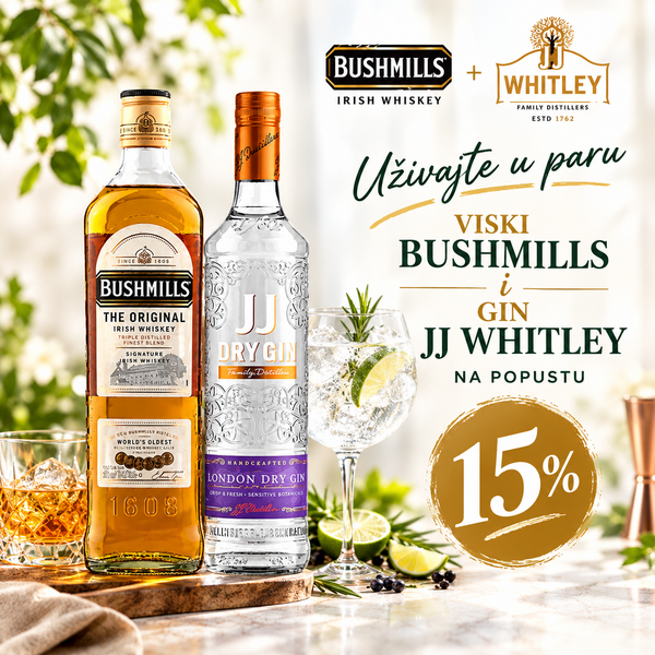 Uživajte u paru viski Bushmills original + gin JJ whitley