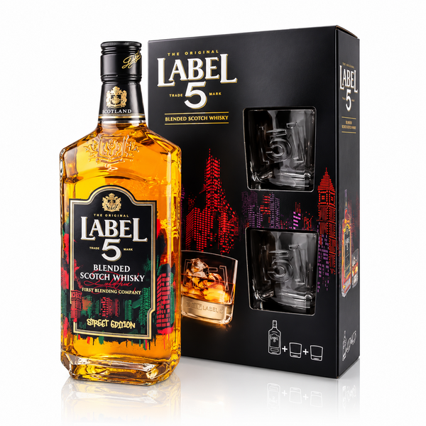 LABEL 5 viski gift 2 čaše 0.70l