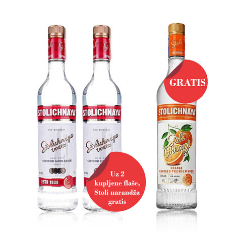 AKCIJA Stolichnaya vodka 40% 0.7L, za dve kupljene, Stoli OHRANJ gratis