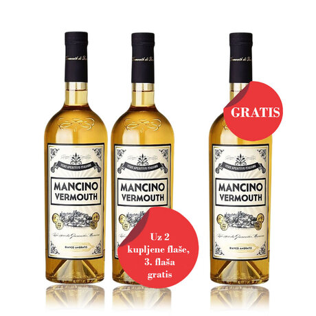 AKCIJA Mancino Vermouth di Torino Bianco Ambrato 16% 0.75L, za dve kuplje flaše, treća flaša gratis