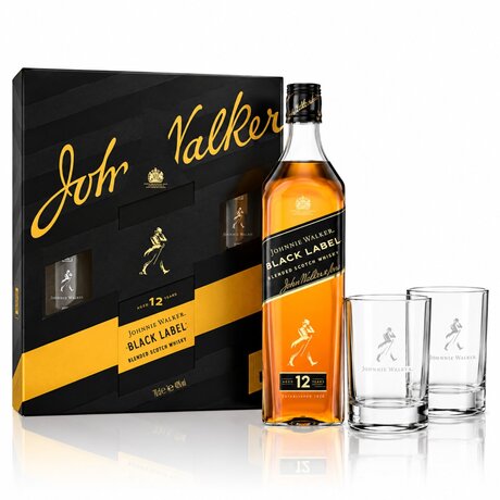 Johnnie Walker BLACK 0.7l + 2 čaše