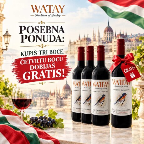 Akcija Wattay Cabernet Sauvignon vino 3+1 GRATIS